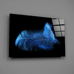 Blue down feather panel bringing serene cool to a contemporary living space