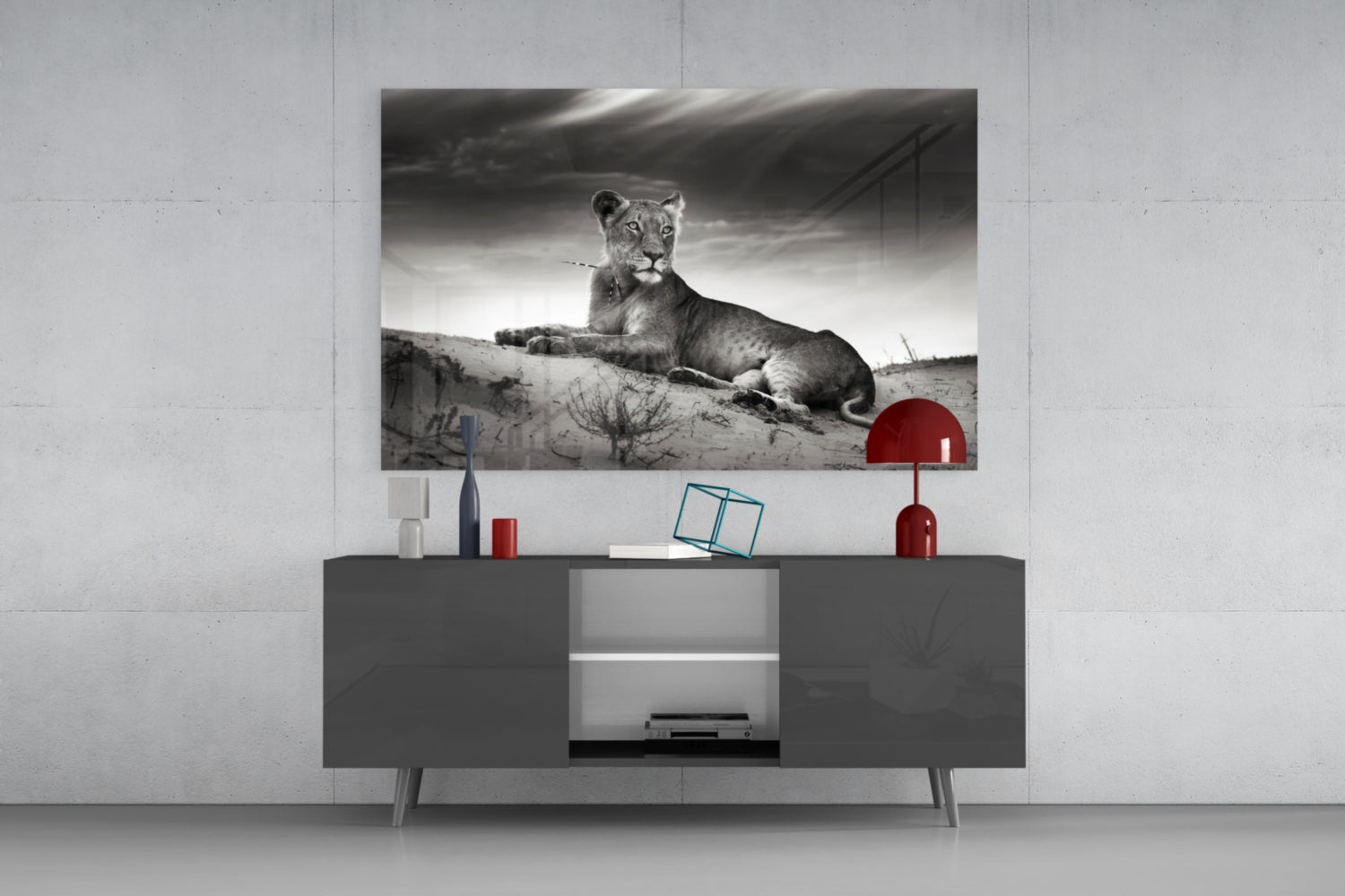 Lioness Glass Wall Art.