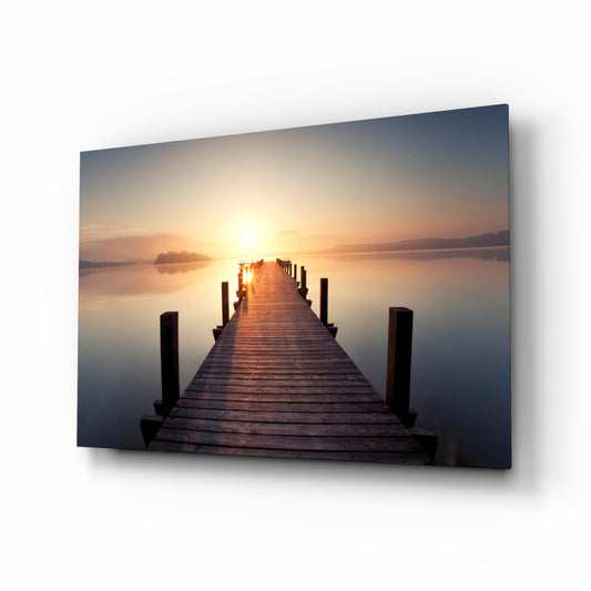 Dock glass wall art displayed above a console in a designer interior