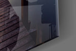 Dock artwork anchoring a hallway with golden-hour palette