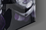 Orchid artwork anchoring a hallway with wellness palette