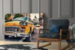 Classic Taxi glass print enhancing a teen room with urban energy