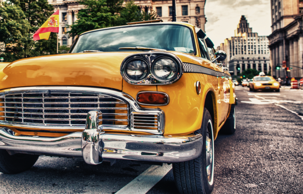 Classic Taxi Glass Wall Art