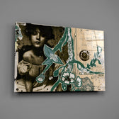 Vintage collage panel bringing literary patina to a contemporary living space