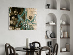 Abstract panel adding gentle mood to a reading nook