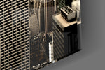 New York artwork anchoring a library with travel palette
