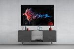 Parrot panel catching low light to reveal its smoke trails