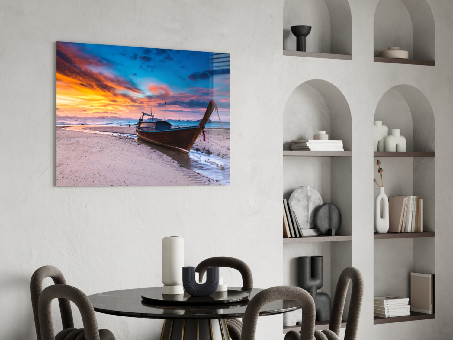 Red Sky Glass Wall Art.