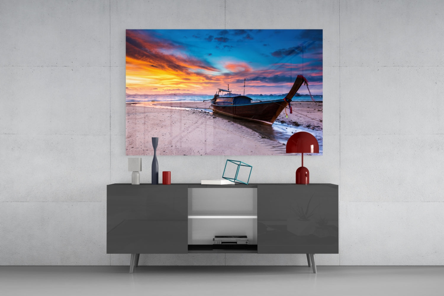 Red Sky Glass Wall Art.