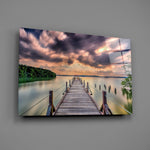 Long-exposure pier panel bringing dramatic calm to a contemporary living space