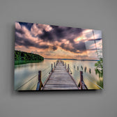 Long-exposure pier panel bringing dramatic calm to a contemporary living space