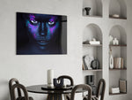 Woman Portrait panel adding night-sky energy to a lounge