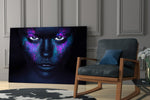 Woman Portrait glass print enhancing a dressing area with avant-garde grace