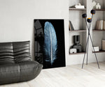Blue Feather panel adding quiet presence to a reading corner