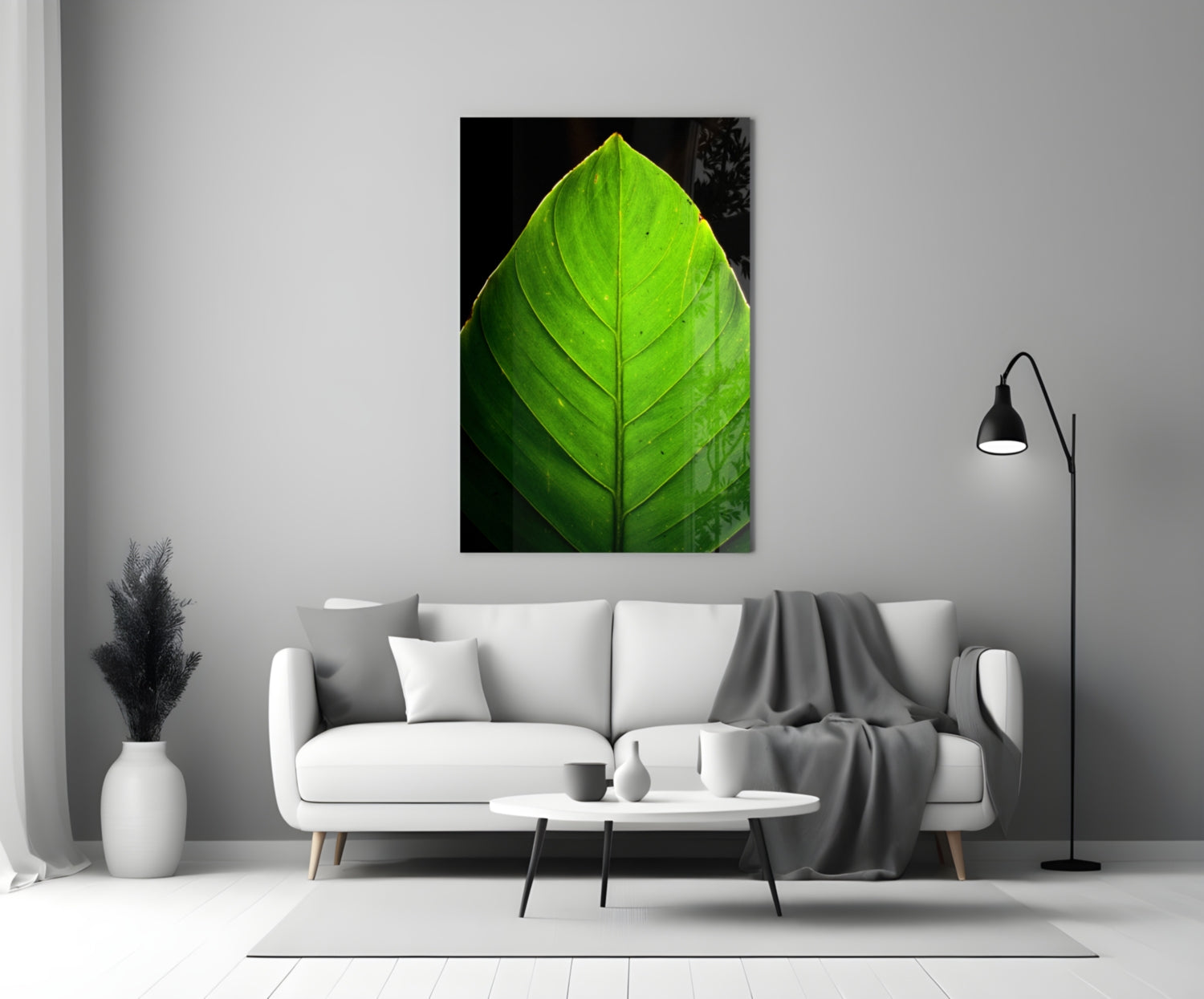Green Leaf Glass Wall Art.