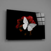 White-and-red butterfly panel bringing romantic drama to a contemporary living space
