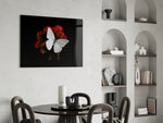 Butterfly panel adding romantic grace to a dressing area
