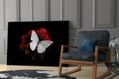 Butterfly glass print enhancing a hallway with poetic accent