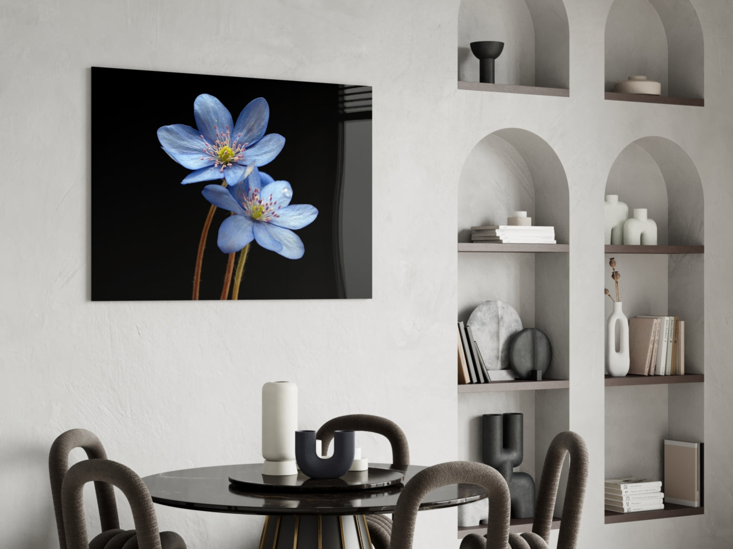 Blue Flower Glass Wall Art.