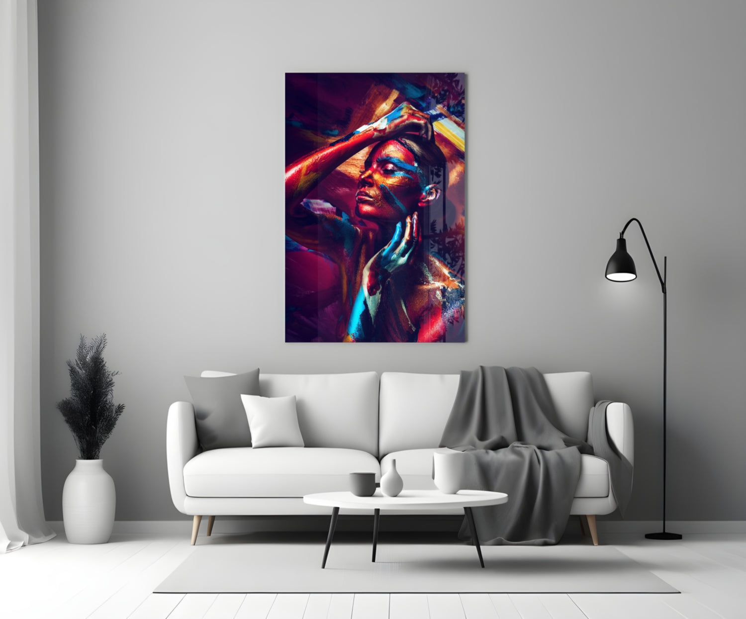 Female Portrait 3 Glass Wall Arts.