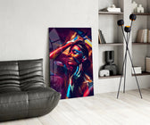 Female Portrait 3 panel adding artistic palette to a lounge