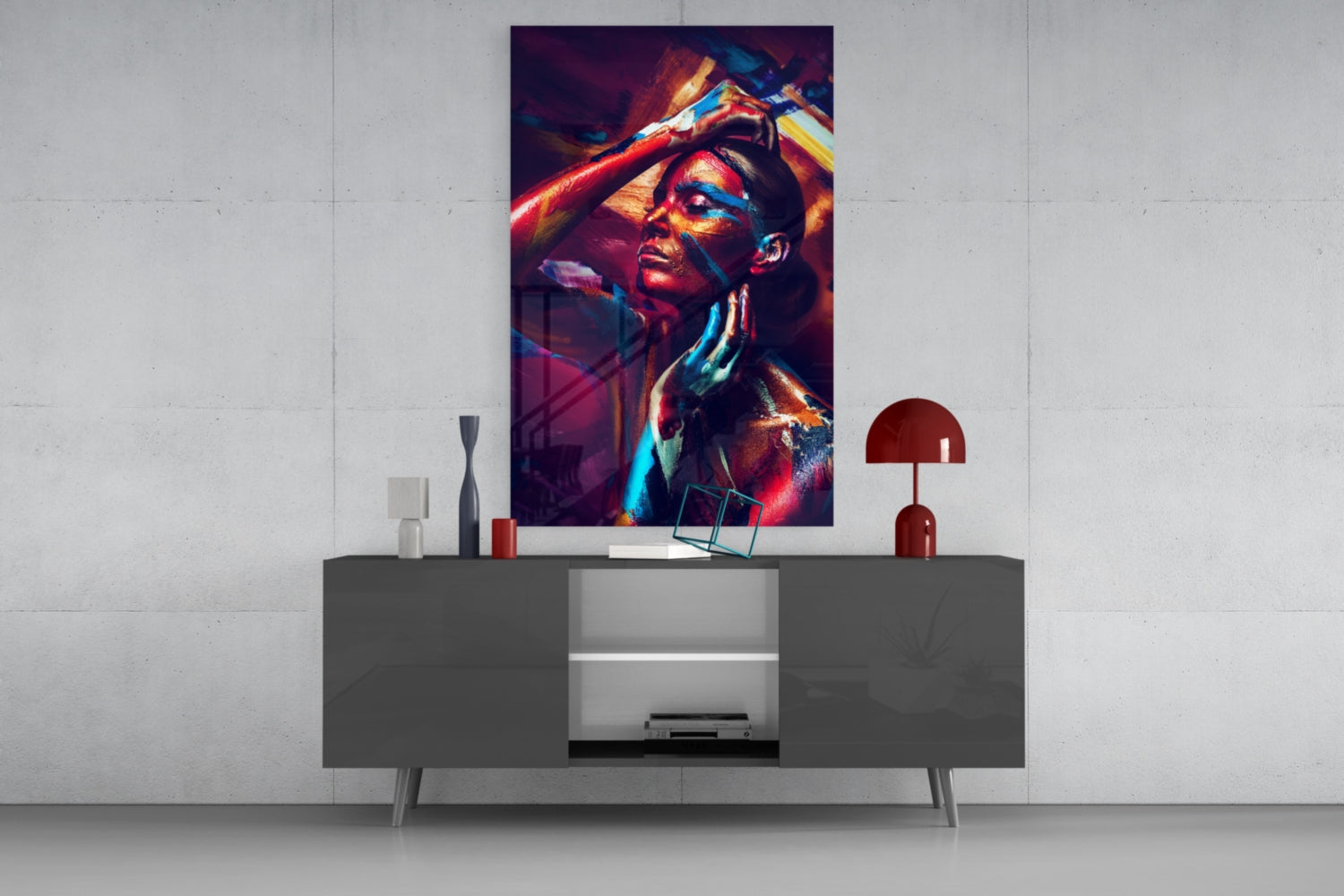 Female Portrait 3 Glass Wall Arts.