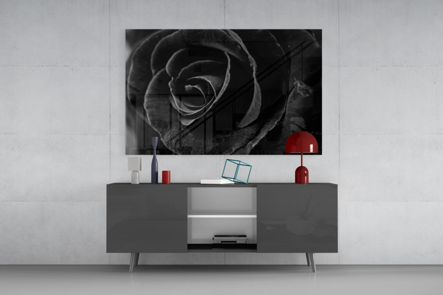 Black Rose Glass Wall Art.