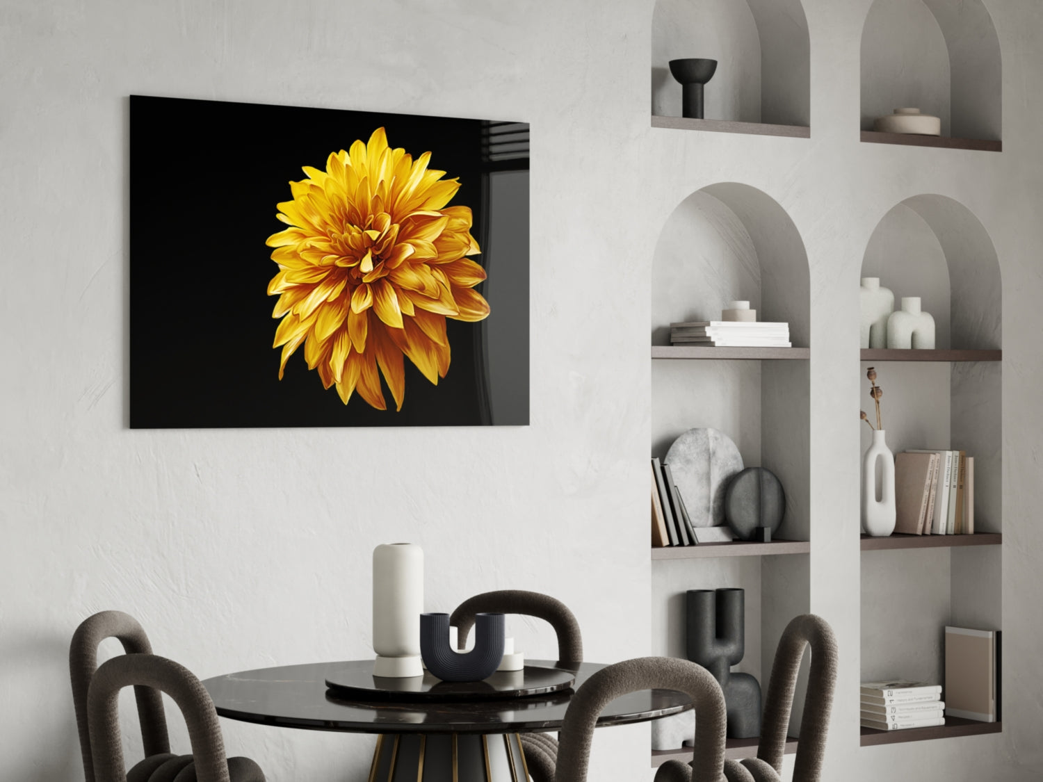 Yellow Flower Glass Wall Art.