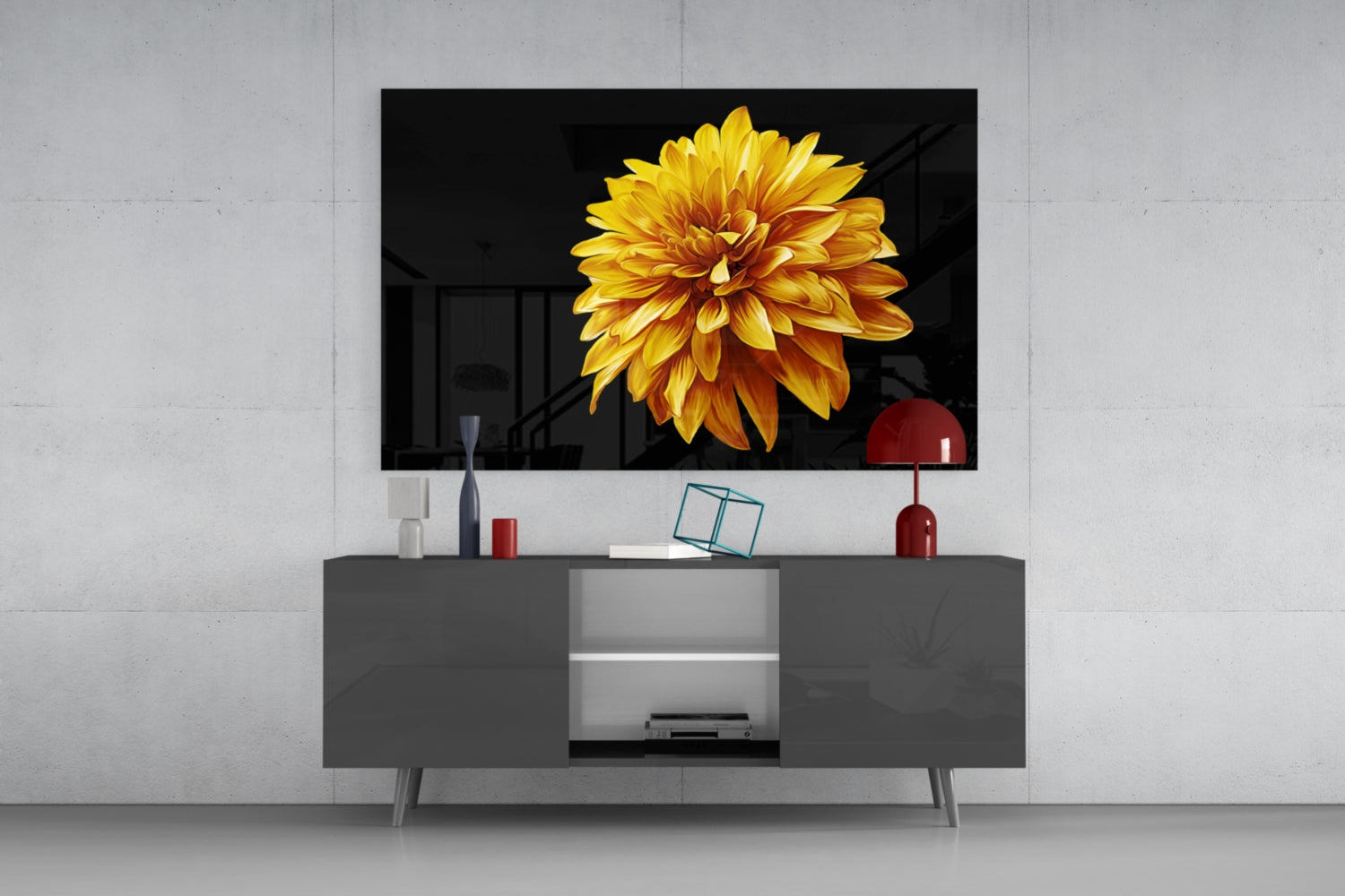 Yellow Flower Glass Wall Art.