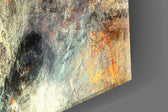 Abstract artwork anchoring a hallway with painterly palette