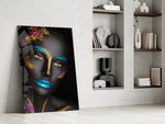 Woman Portrait 8 glass print enhancing a creative studio wall