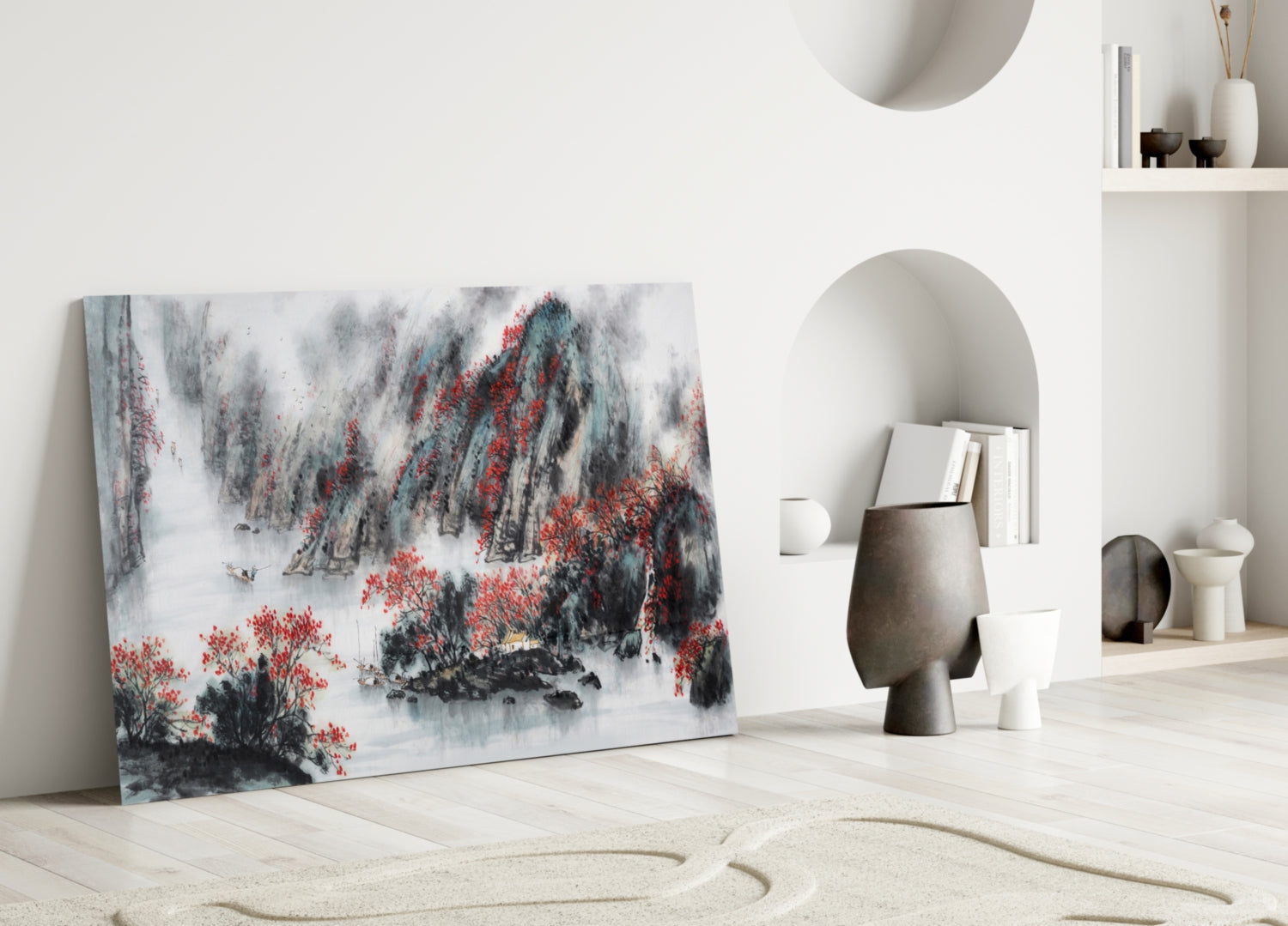 Japanese Drawing Glass Wall Art.