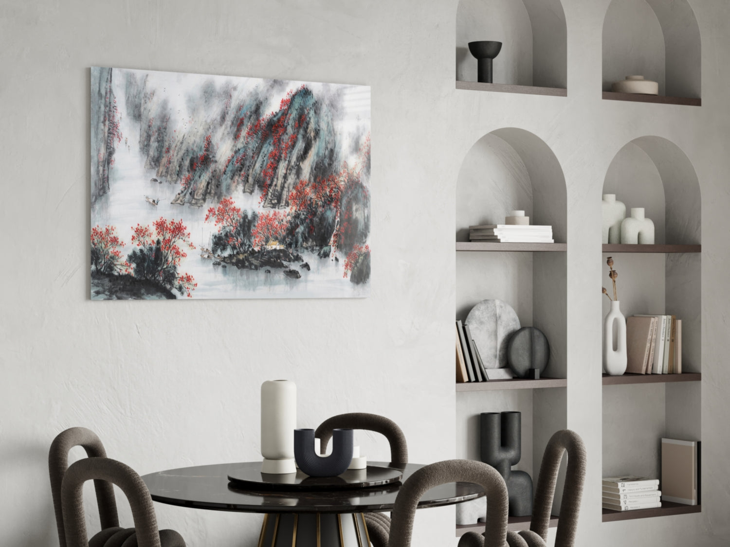 Japanese Drawing Glass Wall Art.