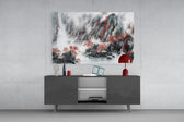 Japanese Drawing panel catching soft light to reveal its ink-wash depth