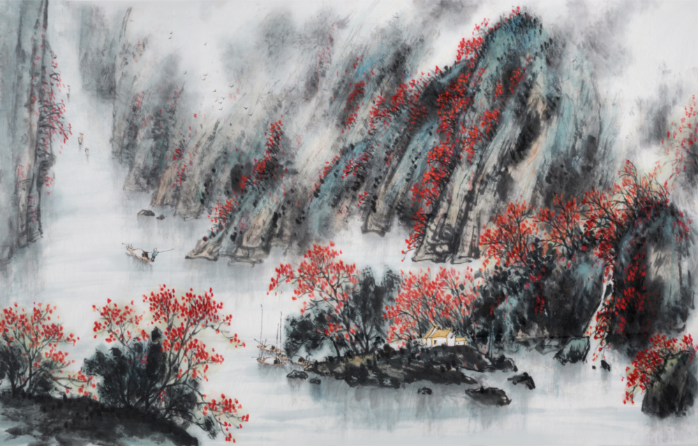 Japanese Drawing Glass Wall Art