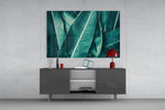Green Tropical Leaf 2 panel catching soft light to reveal its emerald depth