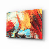 Abstract 3 glass wall art displayed above a console in a designer interior