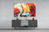 Abstract 3 panel catching warm light to reveal its sculpted strokes