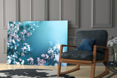 Spring Flowers glass print enhancing a reading nook with poetic stillness