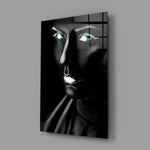 Turquoise-eyed portrait bringing surreal drama to a contemporary living space