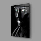 Turquoise-eyed portrait bringing surreal drama to a contemporary living space