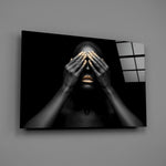 See-no-evil gold portrait bringing conceptual drama to a contemporary living space