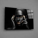 Gold-lipped portrait bringing editorial luxe to a contemporary living space