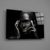 Gold-lipped portrait bringing editorial luxe to a contemporary living space