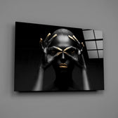 Gold-framed portrait bringing graphic drama to a contemporary living space