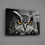 Great horned owl panel bringing nocturnal focus to a contemporary living space
