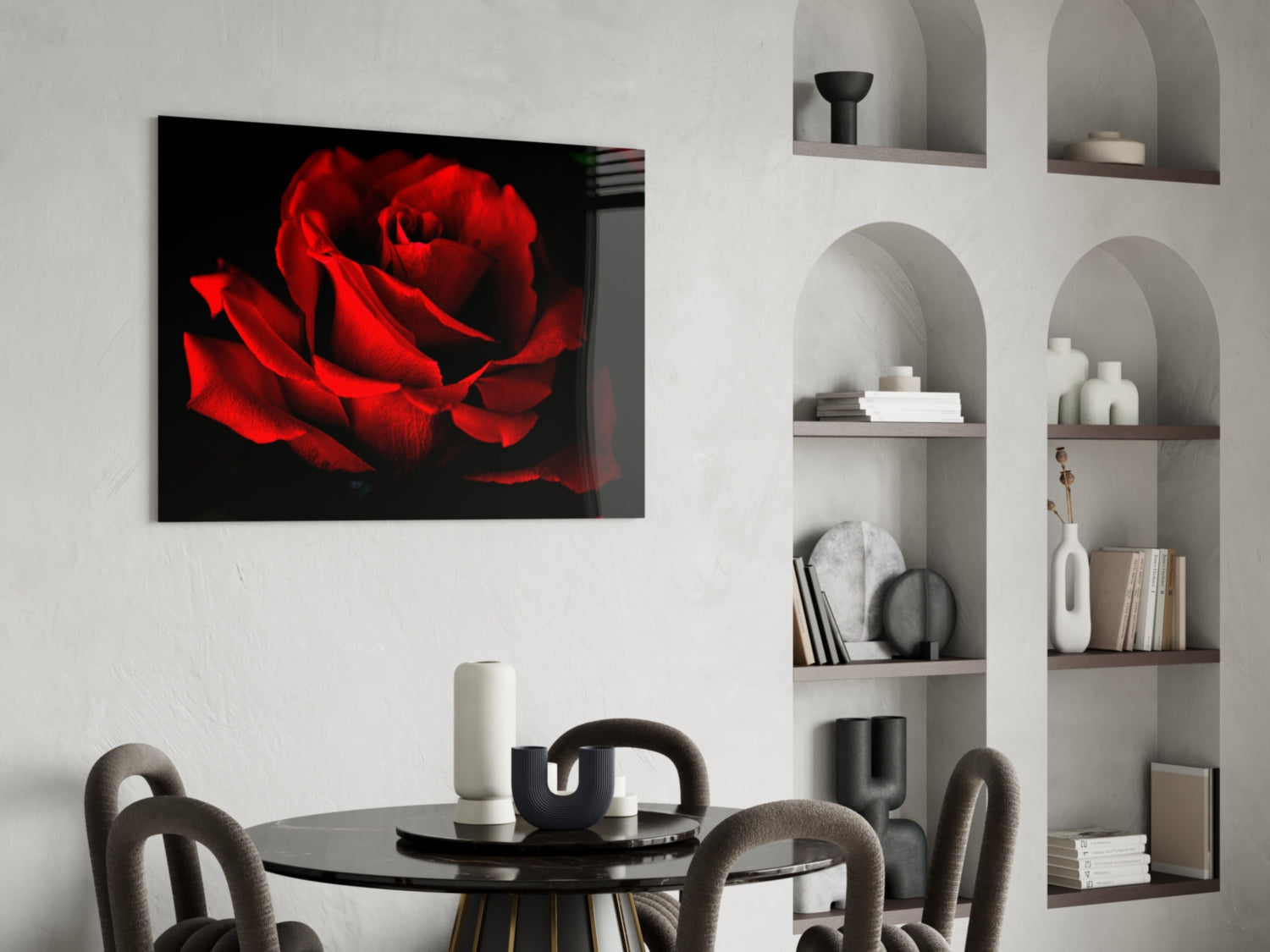 Red Rose Glass Wall Art.