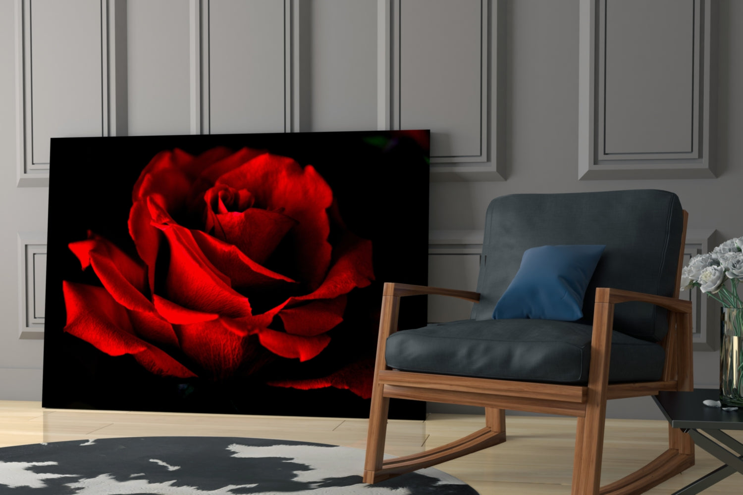 Red Rose Glass Wall Art.