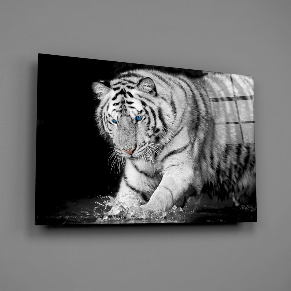 White tiger panel bringing predator focus to a contemporary living space