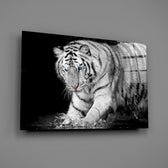 White tiger panel bringing predator focus to a contemporary living space